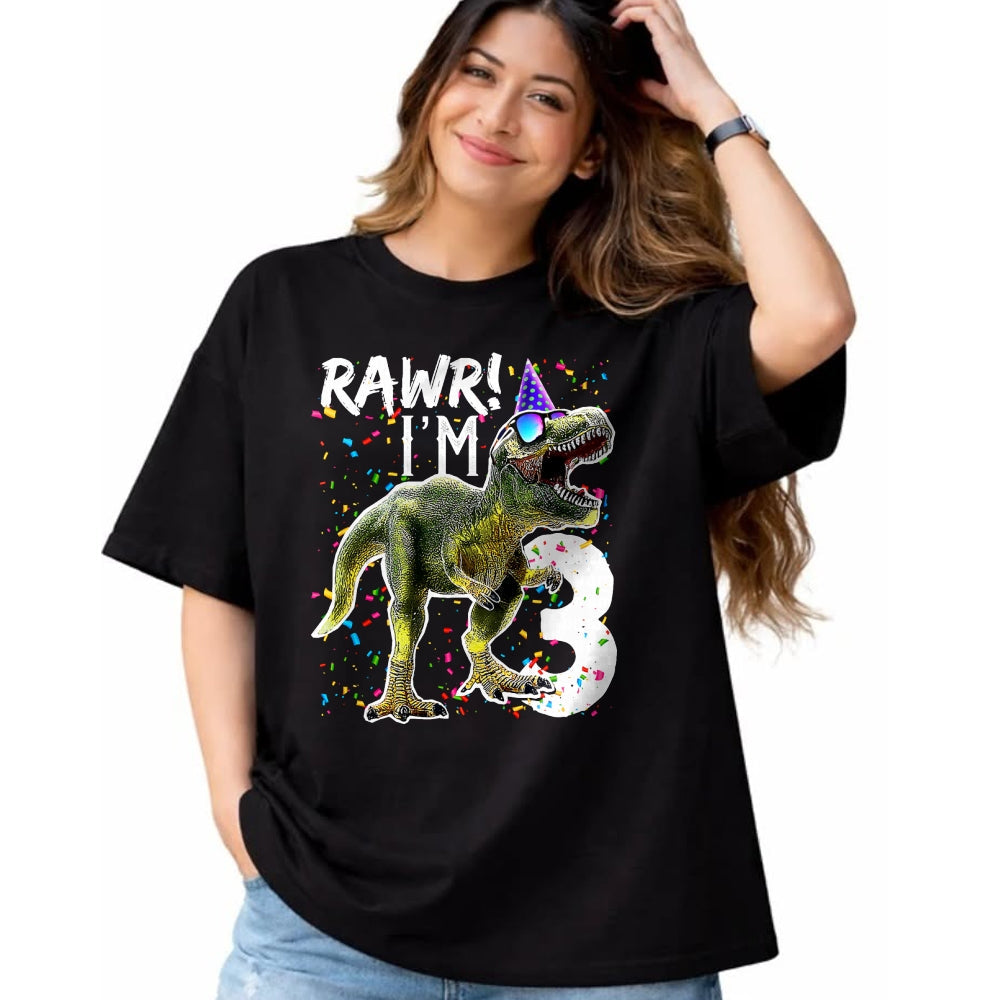 Best Dinosaur Lover Shirt, Funny Dinosaur UnisexT-Shirt/Hoodie/Sweatshirt HLT00 - Rawr I_m 3 3rd Birthday T Rex Dinosaur Party Gift for Boys T-Shirt
