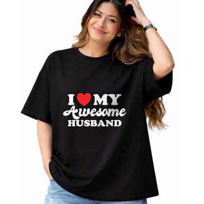 Best Wife Shirt, Wife and Husband Unisex T-Shirt/Hoodie/Sweatshirt HLT00 - I Love My Awesome Husband Funny Wife Married Women Sarcastic T-Shirt (1)
