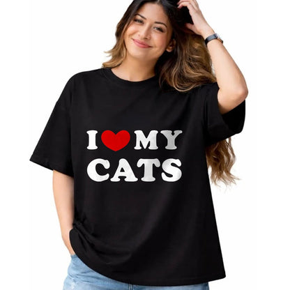 Cat Love Shirt, Funny Cat Lover Gift UnisexT-Shirt/Hoodie/Sweatshirt HLT00 - I Love My Cats, I Heart My Cats T-Shirt, Men, Black, 3X-Large (1)