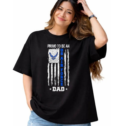 Gift for Dad Shirt, Funny Dad Unisex T-Shirt/Hoodie/Sweatshirt HLT00 – Vintage USA Flag Proud To Be An US Air Force Dad T-Shirt