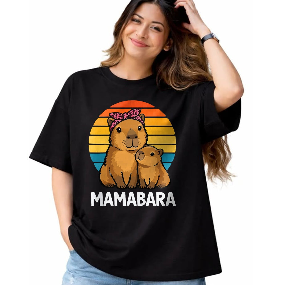 Cute Capybara Shirt, Funny Capybara Unisex T-Shirt/Hoodie/Sweatshirt HLT00 - Mamabara Capybara Mother T-Shirt