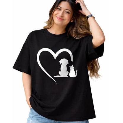 Cat Love Shirt, Funny Cat Lover Gift UnisexT-Shirt/Hoodie/Sweatshirt HLT00 - Dog Puppy and Baby Cat Heart - Animal Dog & Cat Heart T-Shirt, Men, Black, 3X-Large