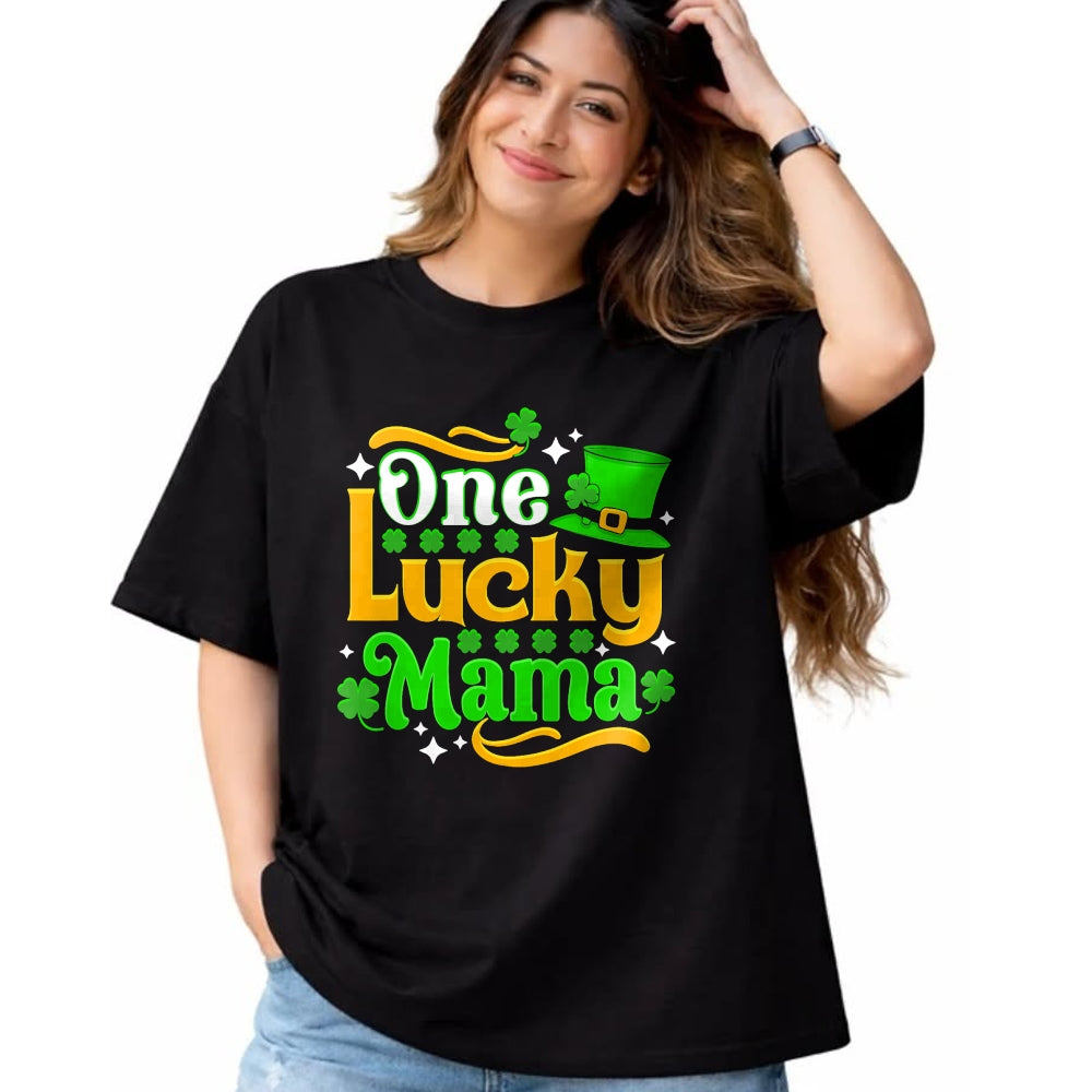 Gift for Mom Shirt, Funny Mom Unisex T-Shirt/Hoodie/Sweatshirt HLT00 - One Lucky Mama St Patricks Day Mom T-Shirt