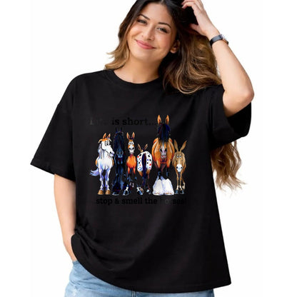 Best Horse Lover Shirt , Funny Horse UnisexT-Shirt/Hoodie/Sweatshirt HLT00 - Life is Short Stop and Smell The Horses T Shirts for Men Women Horse Lover Tees