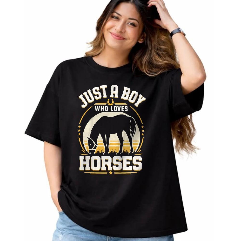 Best Horse Lover Shirt , Funny Horse UnisexT-Shirt/Hoodie/Sweatshirt HLT00 - Kids Just A Boy Who Loves Horses Funny Horse Lover T-Shirt