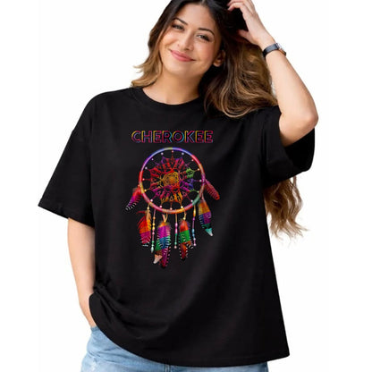 Native American T-Shirts, Vintage Native American Unisex T-Shirt/Hoodie/Sweatshirt HLT00 - Cherokee Native American Indian Colorful Dreamcatcher Tribal