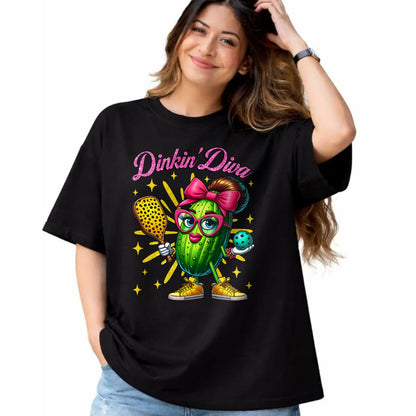 Funny Pickleball Shirt, Pickleball Lover Unisex T-Shirt/Hoodie/Sweatshirt HLT00 - Dinkin’ Diva Funny Pickleball Player Cute Pickle Lovers T-Shirt