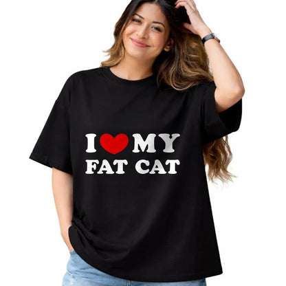 Cat Love Shirt, Funny Cat Lover Gift UnisexT-Shirt/Hoodie/Sweatshirt HLT00 - I Love My Fat Cat, I Heart My Fat Cat T-Shirt, Men, Black, 3X-Large