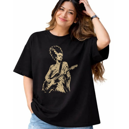 Guitar Lover Shirt, Funny Guitar UnisexT-Shirt/Hoodie/Sweatshirt HLT00 - Bride of Frankenstein Playing Guitar Halloween Guitarist T-Shirt