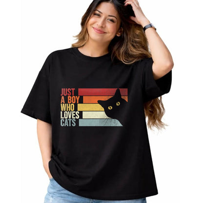 Cat Love Shirt, Funny Cat Lover Gift UnisexT-Shirt/Hoodie/Sweatshirt HLT00 - Just A Boy Who Loves Cats. Funny Cats Lover T-Shirt