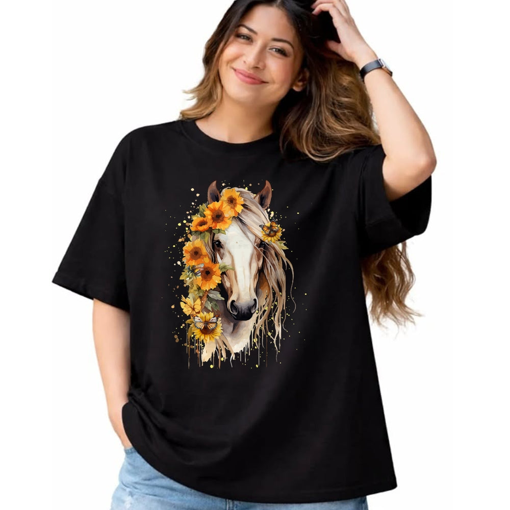 Best Horse Lover Shirt , Funny Horse UnisexT-Shirt/Hoodie/Sweatshirt HLT00 - Sunflower Horse Portrait CowGirl Equestrian Horseback Riding T-Shirt