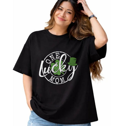 Gift for Mom Shirt, Funny Mom Unisex T-Shirt/Hoodie/Sweatshirt HLT00 - One Lucky Mom Funny Mother Irish Clovers St Patricks Day T-Shirt