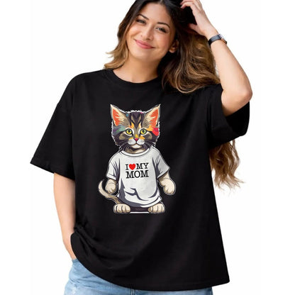 Cat Love Shirt, Funny Cat Lover Gift UnisexT-Shirt/Hoodie/Sweatshirt HLT00 - Cute Cat In I Love My Mom Shirt For Best Cat_s Mom Ever T-Shirt