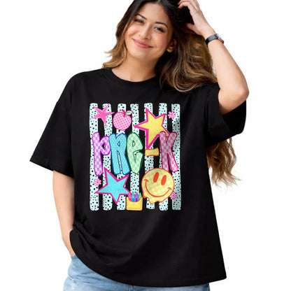 Best Teacher Shirt, Funny Teacher UnisexT-Shirt/Hoodie/Sweatshirt HLT00 - Back to School Colorful Pre K Checkered Girl Teacher T-Shirt