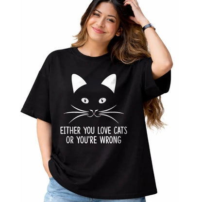 Cat Love Shirt, Funny Cat Lover Gift UnisexT-Shirt/Hoodie/Sweatshirt HLT00 - Either You Love Cats Or You_re Wrong - T-Shirt, Men, Black, Small