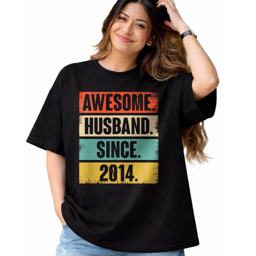Best Wife Shirt, Wife and Husband Unisex T-Shirt/Hoodie/Sweatshirt HLT00 - 10th Wedding Anniversary Epic Awesome Husband Since 2014 T-Shirt