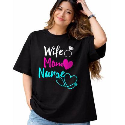 Funny Nurse Shirt, Nurse Unisex T-Shirt/Hoodie/Sweatshirt HLT00 - Wife Mom Nurse Mother's Day Funny Mom Nurse Wife T-Shirt