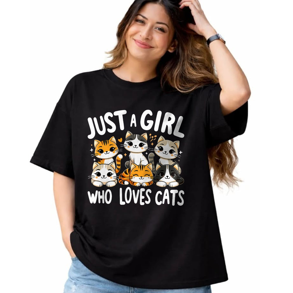 Cat Love Shirt, Funny Cat Lover Gift UnisexT-Shirt/Hoodie/Sweatshirt HLT00 - Cats Lover Just A Girl Who Loves Cat T-Shirt (1)