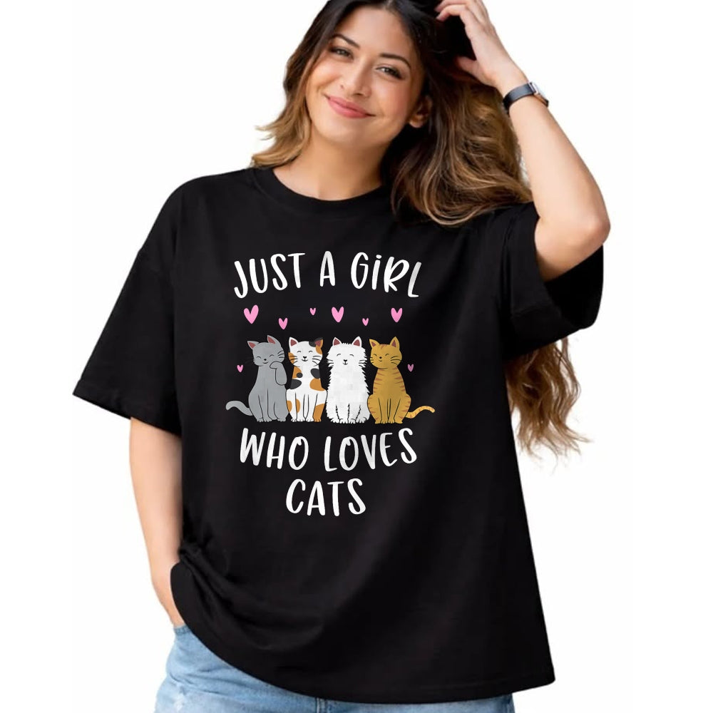 Cat Love Shirt, Funny Cat Lover Gift UnisexT-Shirt/Hoodie/Sweatshirt HLT00 - Just A Girl Who Loves Cats Cute Cat Lover T-Shirt Small (1)