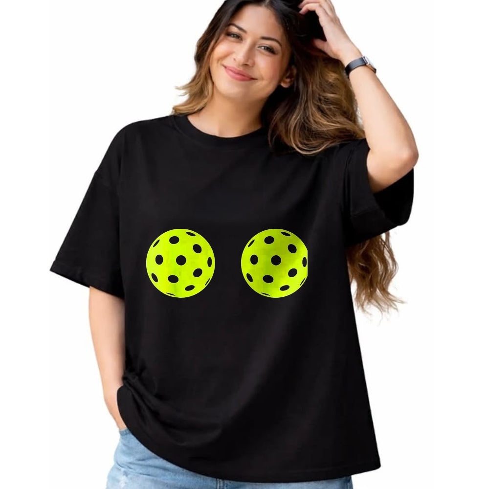 Funny Pickleball Shirt, Pickleball Lover Unisex T-Shirt/Hoodie/Sweatshirt HLT00 - Funny Pickleball Ball Boobs Matching Humor for Women Mommies T-Shirt, Women, Pink Heather, X-Large