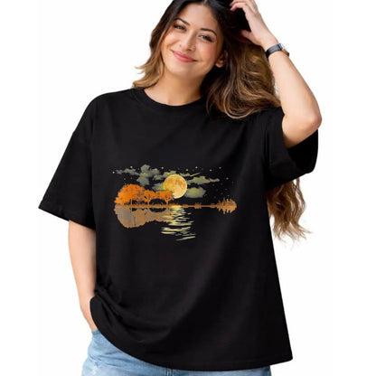 Guitar Lover Shirt, Funny Guitar UnisexT-Shirt/Hoodie/Sweatshirt HLT00 - Guitar Lake Reflections Love Musician Acoustic Guitar T-Shirt, Men, Dark Heather Grey, Large