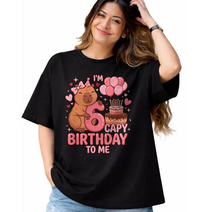 Cute Capybara Shirt, Funny Capybara UnisexT-Shirt/Hoodie/Sweatshirt HLT00 - Capybara 6 Year Birthday Girl Capybara 6th Birthday 2020 T-Shirt