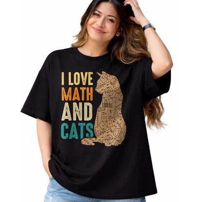 Cat Love Shirt, Funny Cat Lover Gift UnisexT-Shirt/Hoodie/Sweatshirt HLT00 - I Love Math And Cats Funny Cat Lover Math Teacher T-Shirt (1)