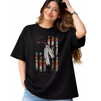 Native American T-Shirts, Vintage Native American Unisex T-Shirt/Hoodie/Sweatshirt HLT00 - Native American Justice Day Shirt, Tribe Feather Flag