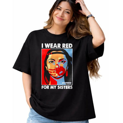 Native American T-Shirts, Vintage Native American Unisex T-Shirt/Hoodie/Sweatshirt HLT00 - I Wear Red For My,Sister Native American Stop MMIW