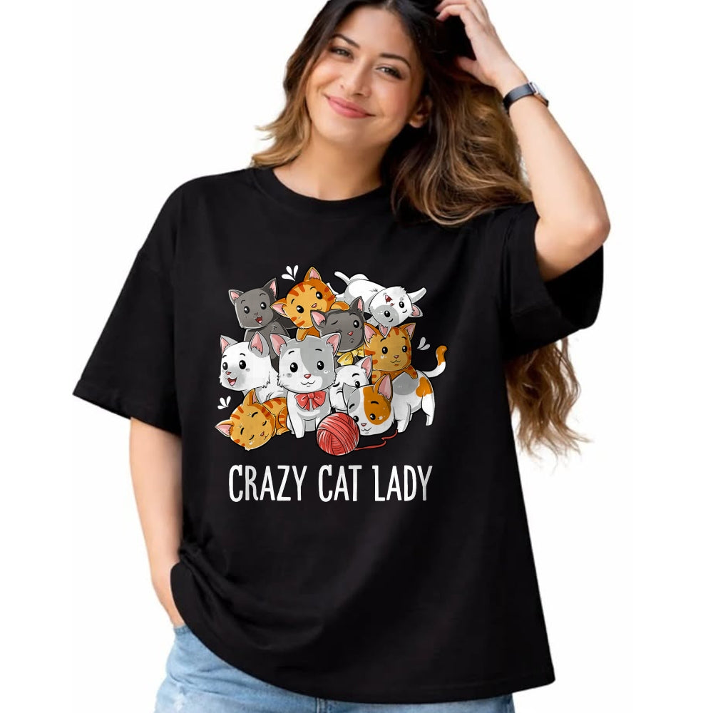 Cat Love Shirt, Funny Cat Lover Gift UnisexT-Shirt/Hoodie/Sweatshirt HLT00 - Crazy Cat Lady Funny Girls Women Kitty Kitten Animal Lover T-Shirt Small