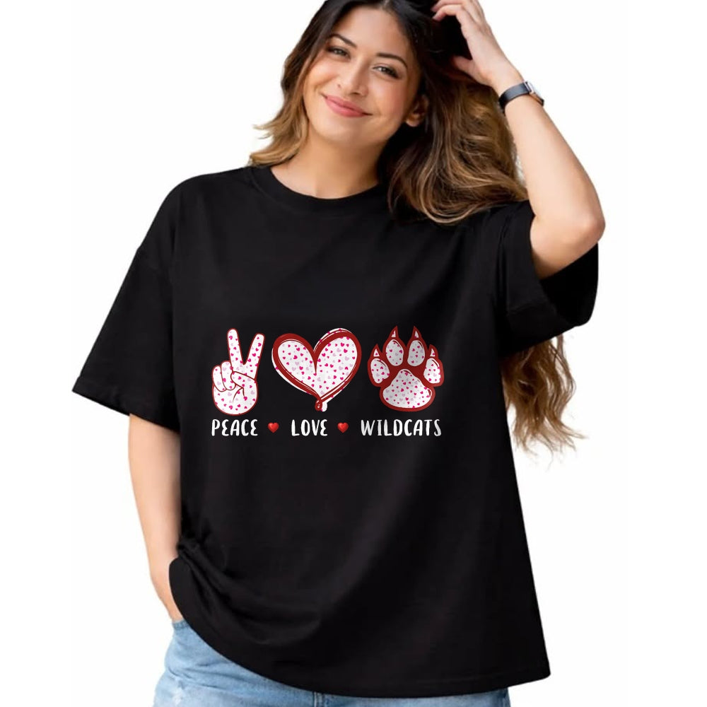 Cat Love Shirt, Funny Cat Lover Gift UnisexT-Shirt/Hoodie/Sweatshirt HLT00 - Peace Love Wildcats Gifts Men Women Kids Boys Girls Wild cat T-Shirt
