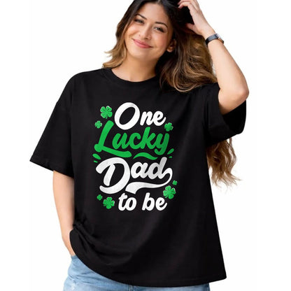 Gift for Dad Shirt, Funny Dad Unisex T-Shirt/Hoodie/Sweatshirt HLT00 – One Lucky Dad To Be St Patrick Day Gender Reveal Party T-Shirt