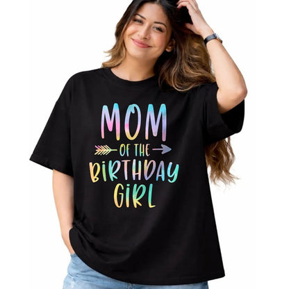 Gift for Mom Shirt, Funny Mom Unisex T-Shirt/Hoodie/Sweatshirt HLT00 - Mom of the Birthday Girl Tie Dye Colorful Bday T-Shirt