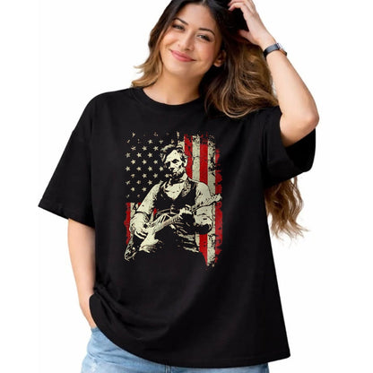 Guitar Lover Shirt, Funny Guitar UnisexT-Shirt/Hoodie/Sweatshirt HLT00 - Abraham Lincoln Playing Guitar Rock and Roll American Flag T-Shirt, Men, Black, 3X-Large