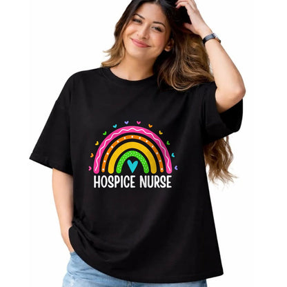 Funny Nurse Shirt, Nurse Unisex T-Shirt/Hoodie/Sweatshirt HLT00 - Hospice Care Nursing Rainbow RN Registered Hospice Nurse T-Shirt