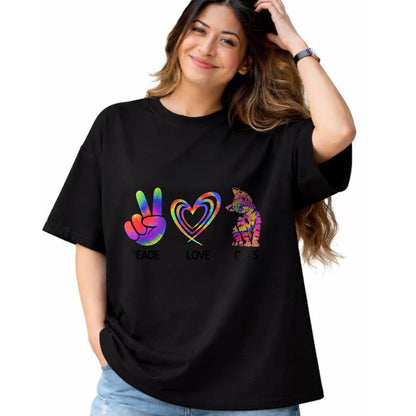 Cat Love Shirt, Funny Cat Lover Gift UnisexT-Shirt/Hoodie/Sweatshirt HLT00 - Peace Love Cats Funny Kitty Cat Lover T-Shirt (1)