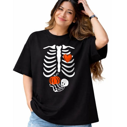 Gift for Mom Shirt, Funny Mom Unisex T-Shirt/Hoodie/Sweatshirt HLT00 - Pregnant Skeleton Mom Halloween Pregnancy Baby Announcement T-Shirt