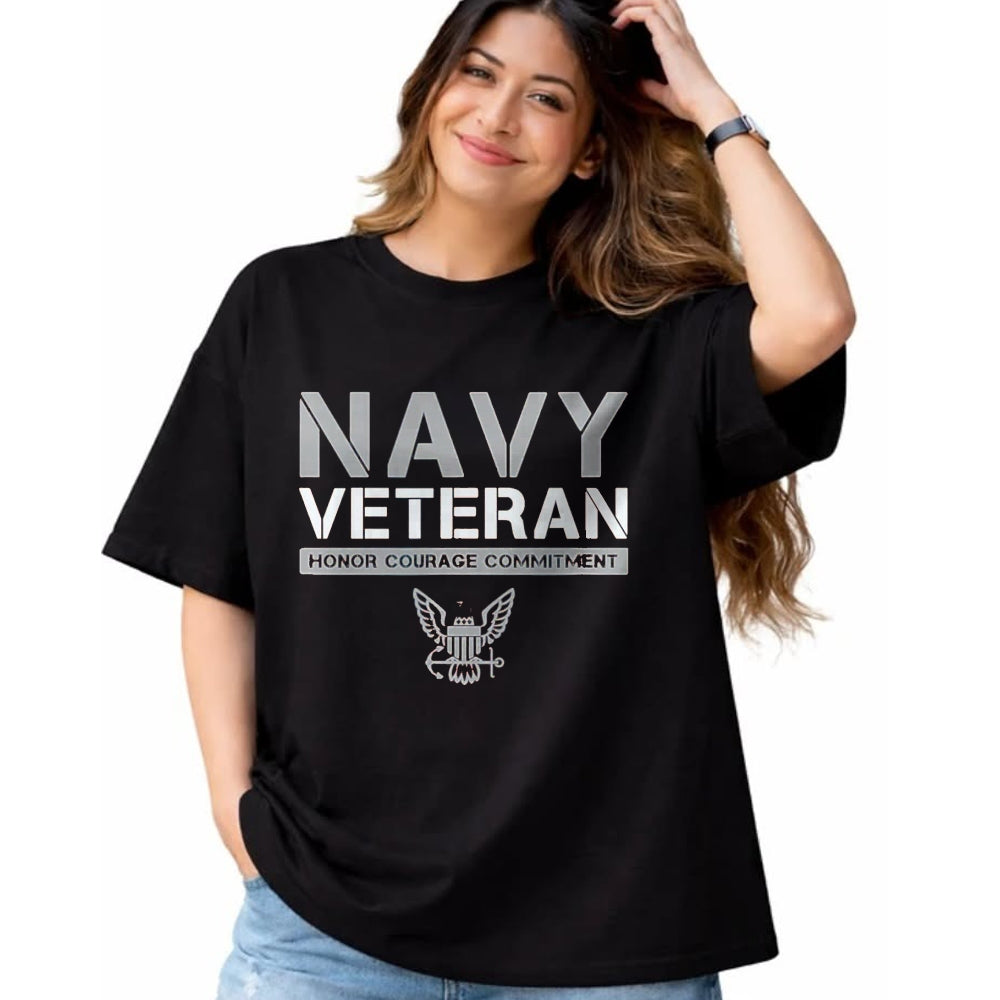 Proud Veteran Shirt, Funny Veteran UnisexT-Shirt/Hoodie/Sweatshirt HLT00 - US Navy - Veteran Honor Courage Commitment T-Shirt, Men, Black, 3X-Large