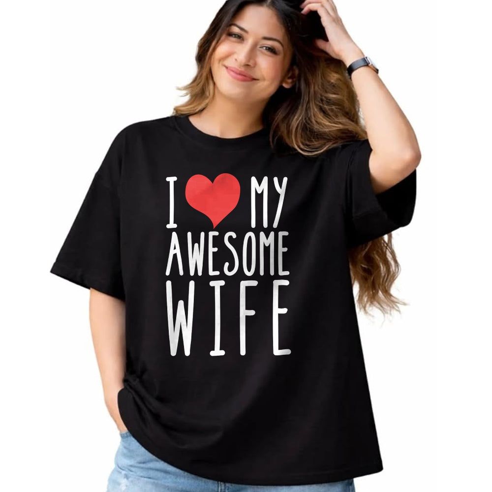 Best Wife Shirt, Wife and Husband Unisex T-Shirt/Hoodie/Sweatshirt HLT00 - Husband Birthday Gifts - I Love My Awesome Wife Long Sleeve T-Shirt