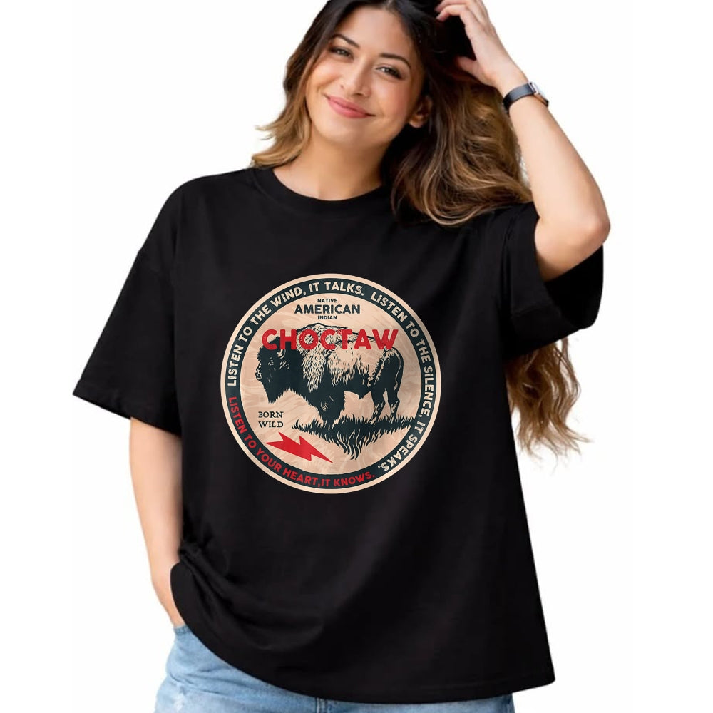 Native American T-Shirts, Vintage Native American Unisex T-Shirt/Hoodie/Sweatshirt HLT00 - Choctaw Native American Indian Born Freedom Wild Buffalo Premium