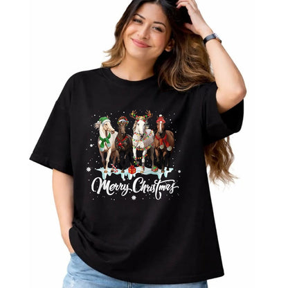Best Horse Lover Shirt , Funny Horse UnisexT-Shirt/Hoodie/Sweatshirt HLT00 - Merry Christmas Horse Lover Santa Hat Xmas Holiday Snow Long Sleeve T-Shirt