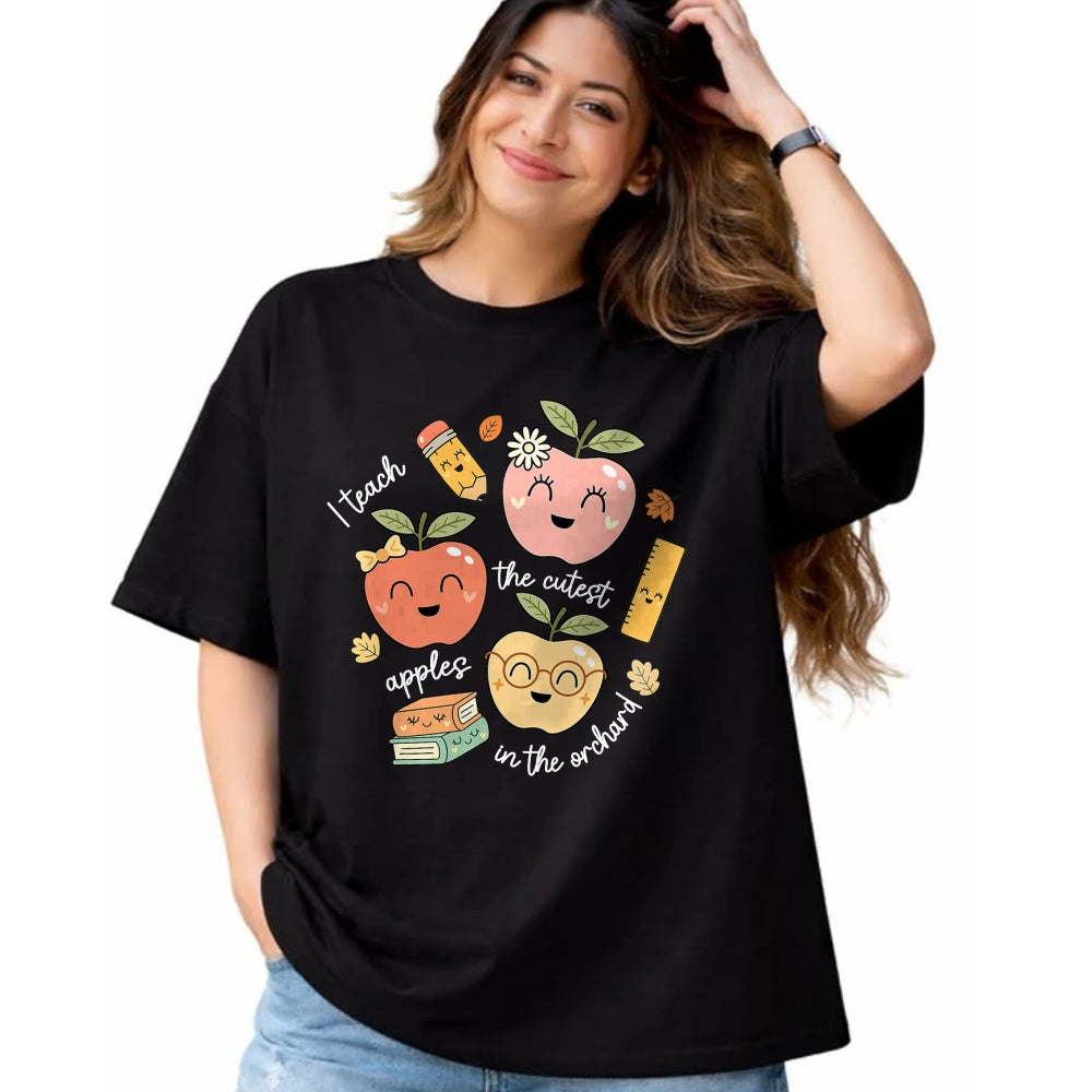 Best Teacher Shirt, Funny Teacher UnisexT-Shirt/Hoodie/Sweatshirt HLT00 - I Teach The Cutest Apples in The Orchard Cute Fall Teacher T-Shirt