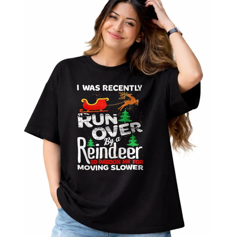 Best Grandma Shirt, Proud Grandma Unisex T-Shirt/Hoodie/Sweatshirt HLT00 - Grandma Got Run Over By A Reindeer Christmas So Pardon Me T-Shirt (1)