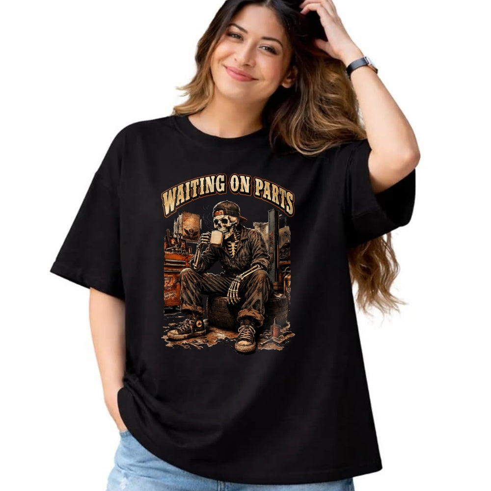 Best Mechanic Life Shirt, Funny Mechanic UnisexT-Shirt/Hoodie/Sweatshirt HLT00 - Waiting On Parts Funny Mechanic Skeleton Garage Father's Day T-Shirt