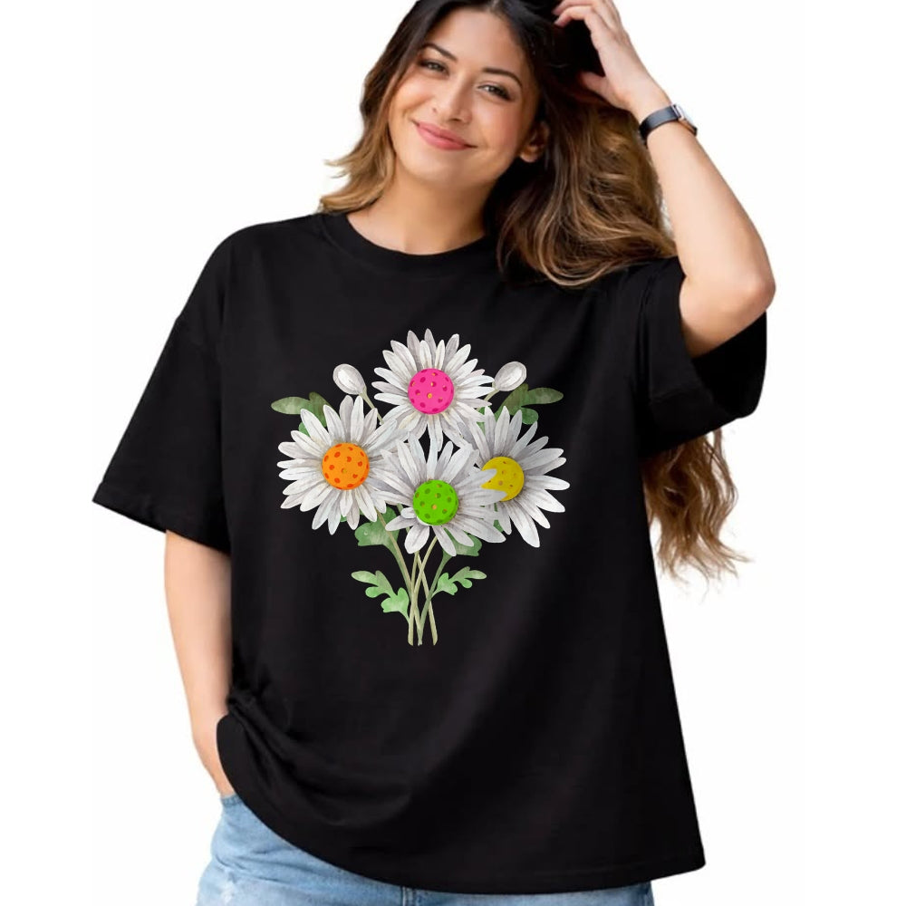Funny Pickleball Shirt, Pickleball Lover Unisex T-Shirt/Hoodie/Sweatshirt HLT00 - Daisy Pickleball Flower Pickleball Player Paddleball Lover T-Shirt