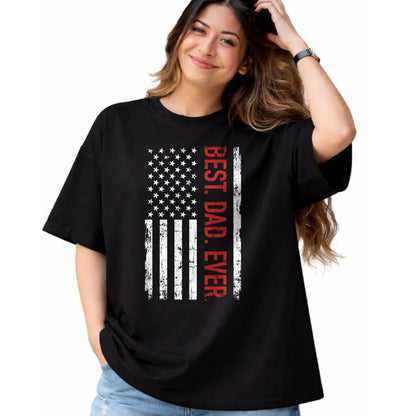 Gift for Dad Shirt, Funny Dad Unisex T-Shirt/Hoodie/Sweatshirt HLT00 – Best dad ever US american flag gift for father_s day Short Sleeve T-Shirt