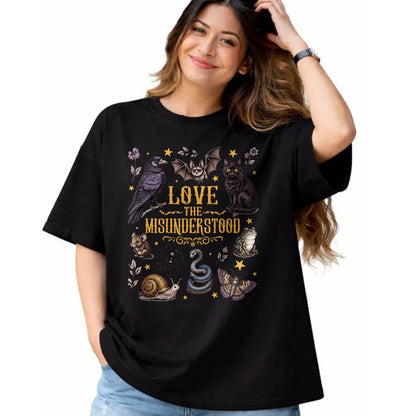 Cat Love Shirt, Funny Cat Lover Gift UnisexT-Shirt/Hoodie/Sweatshirt HLT00 - Vintage Love The Misunderstood Bat Raven Cat Snake Moth Frog T-Shirt