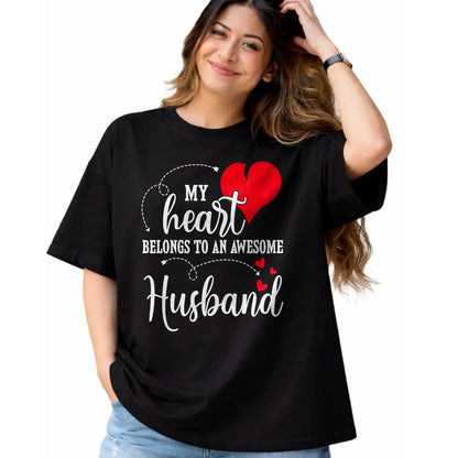 Best Wife Shirt, Wife and Husband Unisex T-Shirt/Hoodie/Sweatshirt HLT00 - My Heart Belongs To An Awesome Husband T-Shirt