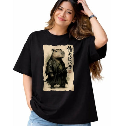 Cute Capybara Shirt, Funny Capybara Unisex T-Shirt/Hoodie/Sweatshirt HLT00 - Capybara Samurai Japanese Warrior Graphic Anime Ukiyo-e Art T-Shirt