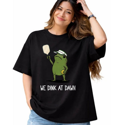 Funny Pickleball Shirt, Pickleball Lover Unisex T-Shirt/Hoodie/Sweatshirt HLT00 - We Dink At Dawn Funny Pickleball Frog T-Shirt